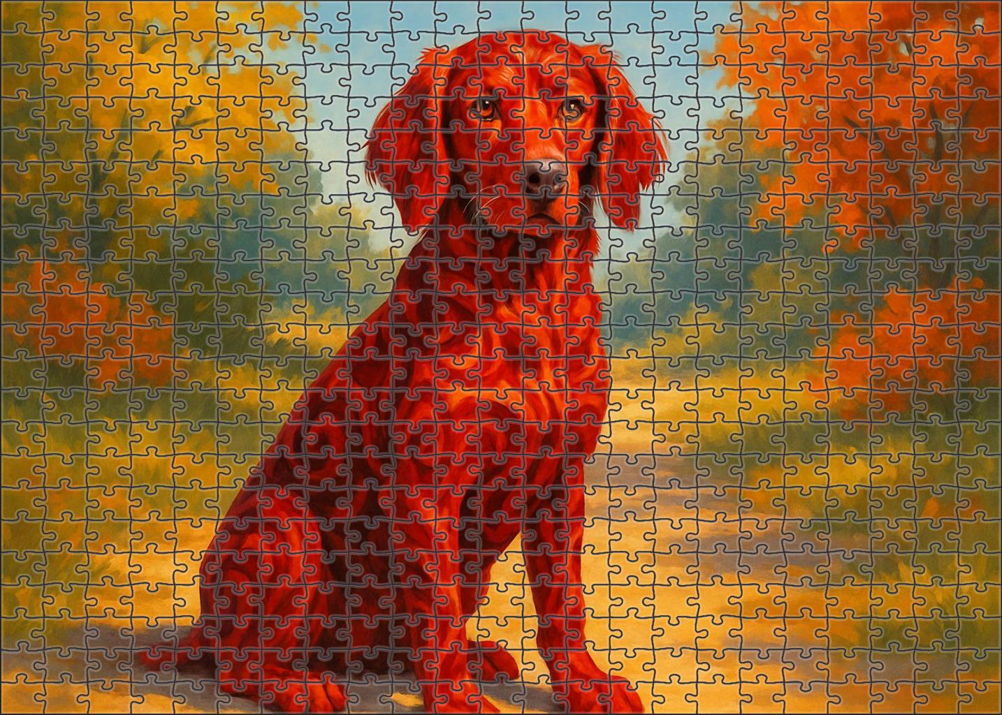 Crimson Storm Vivid Red-patterned Scent Hound With Curious Nature Puzzle Collection