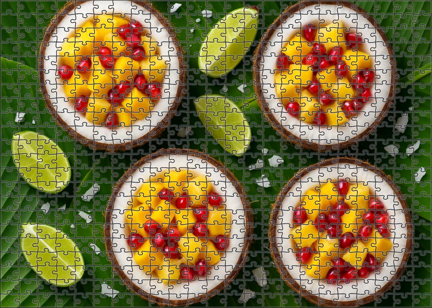 Tropical Wave Coconut Bowls Brimming With Exotic Fruits Puzzle Challenge