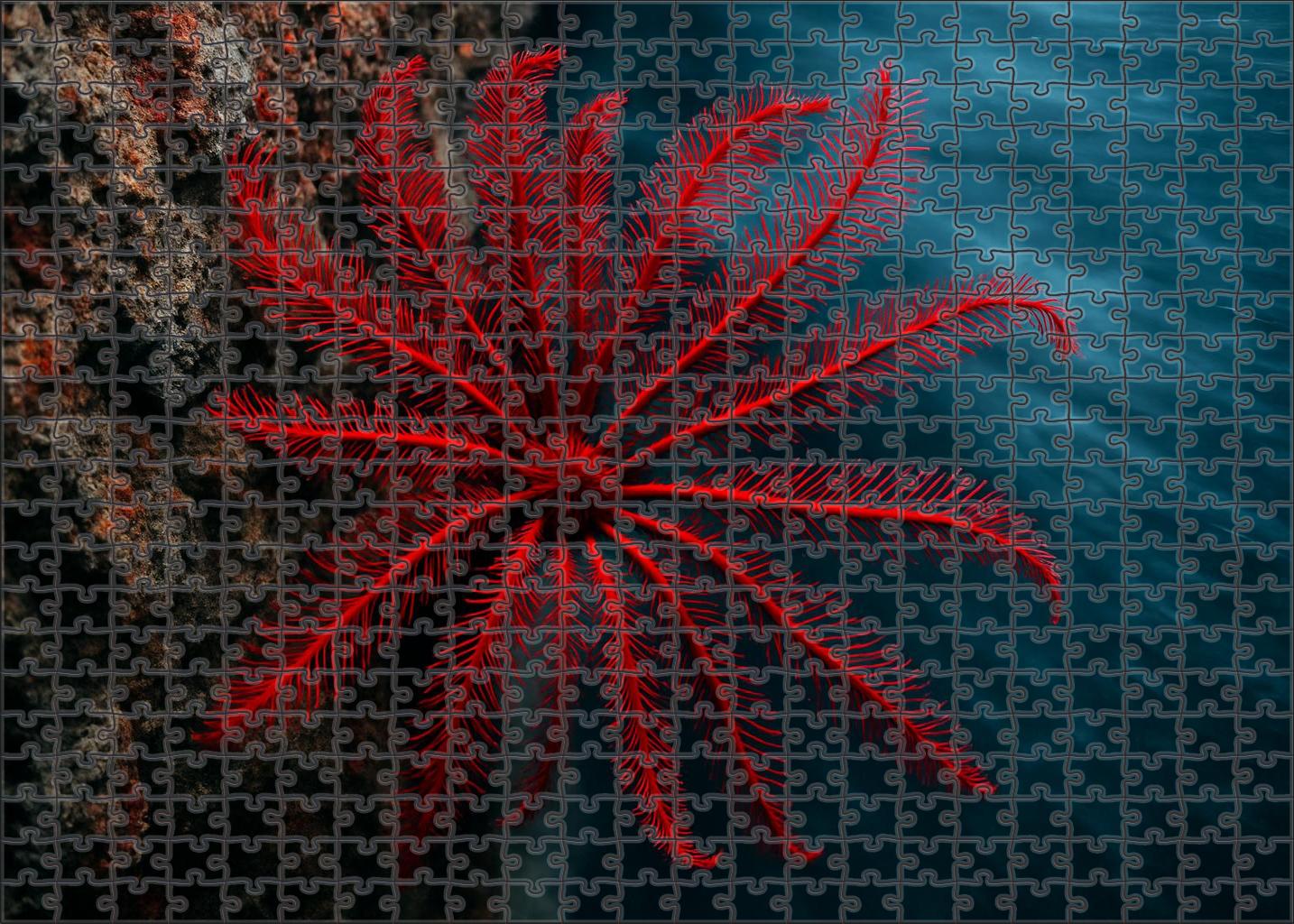 Crimson Feather Star Elegant Suspension Feeder 1000 Piece Puzzle