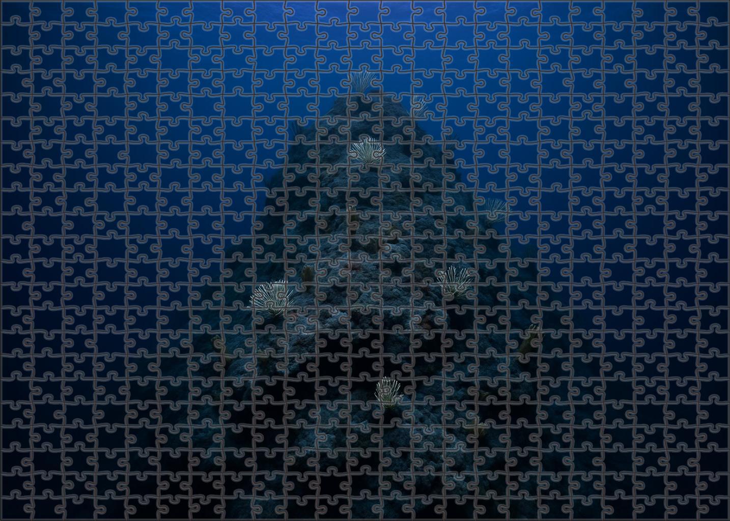 Seamount Twilight Rise Isolated Volcanic Peak Below Dim Blue Horizon 50 Piece Puzzle