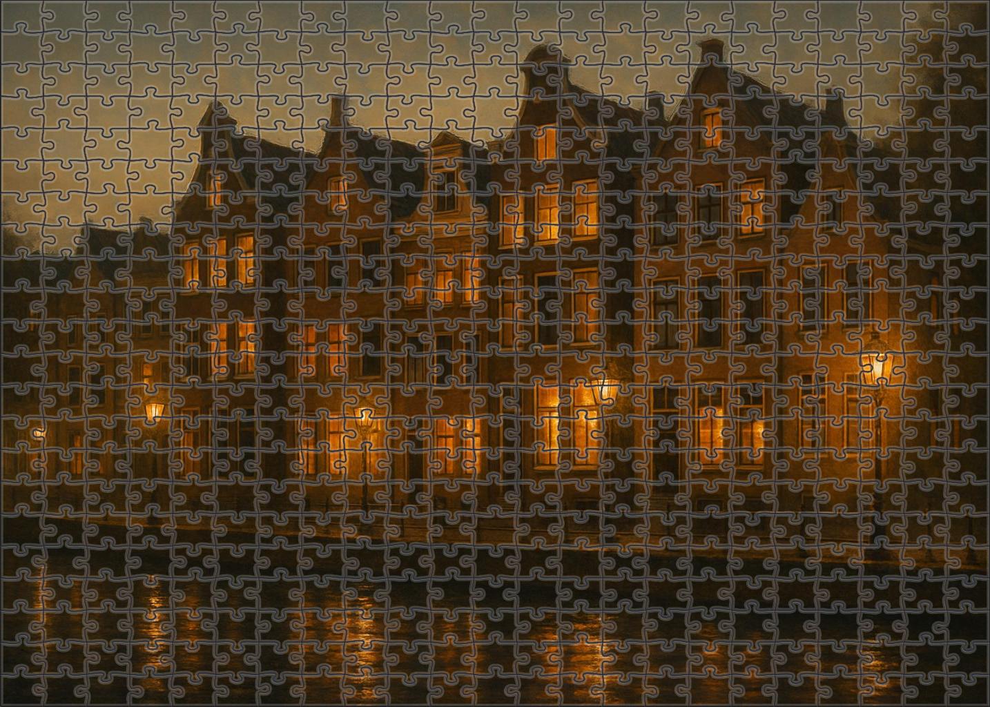 Amsterdam Canal Belt Skyline Historic Gabled Facades And Modern Low-rise Complements Along Iconic Waterways Puzzle Challenge