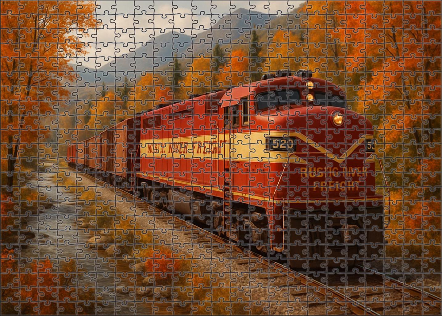 Rustic River Freight Vintage Diesel Locomotive Puzzle For Adults
