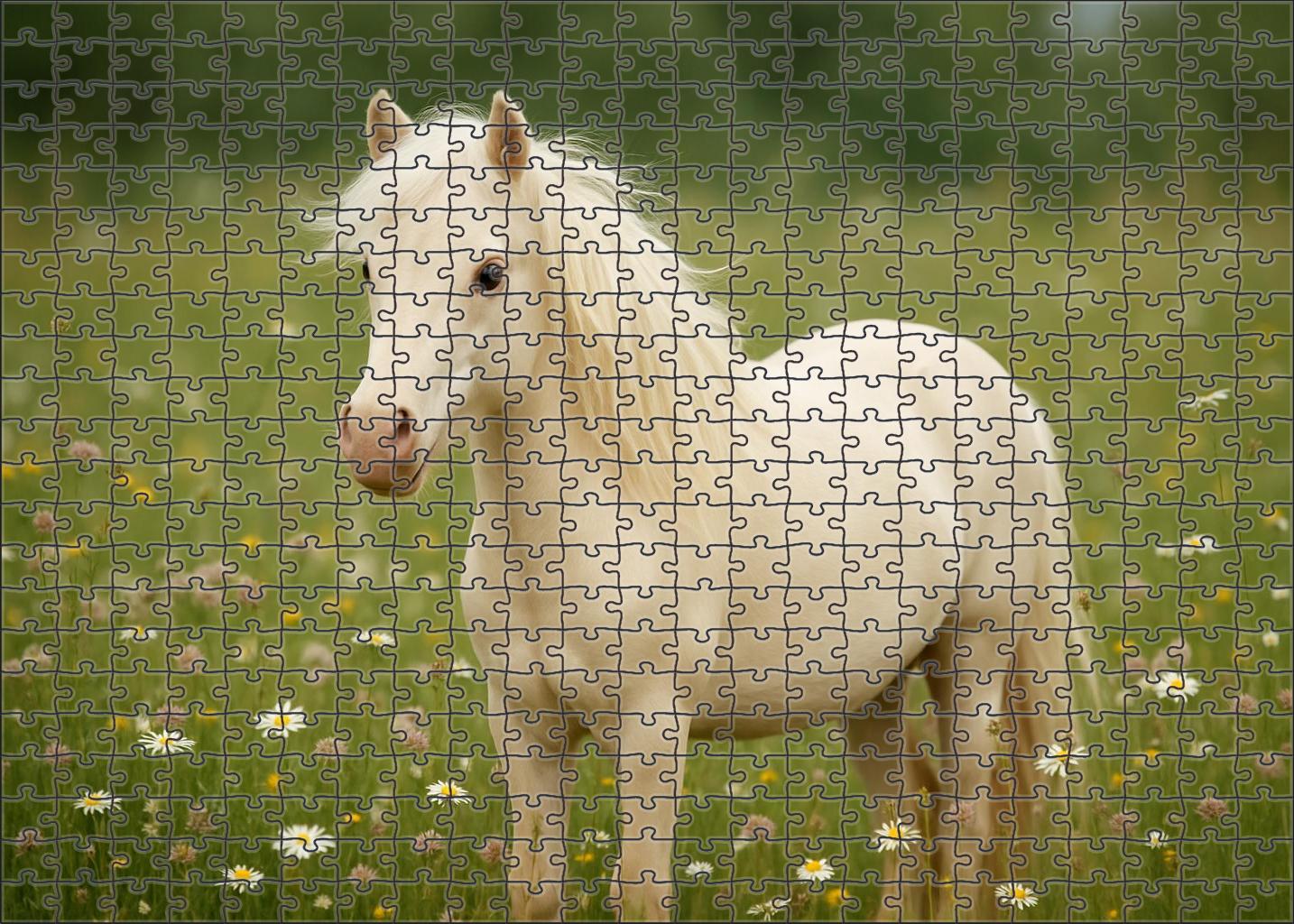 Ivory Silk Smooth Cream Cremello Pony With Graceful Movements 50 Piece Puzzle