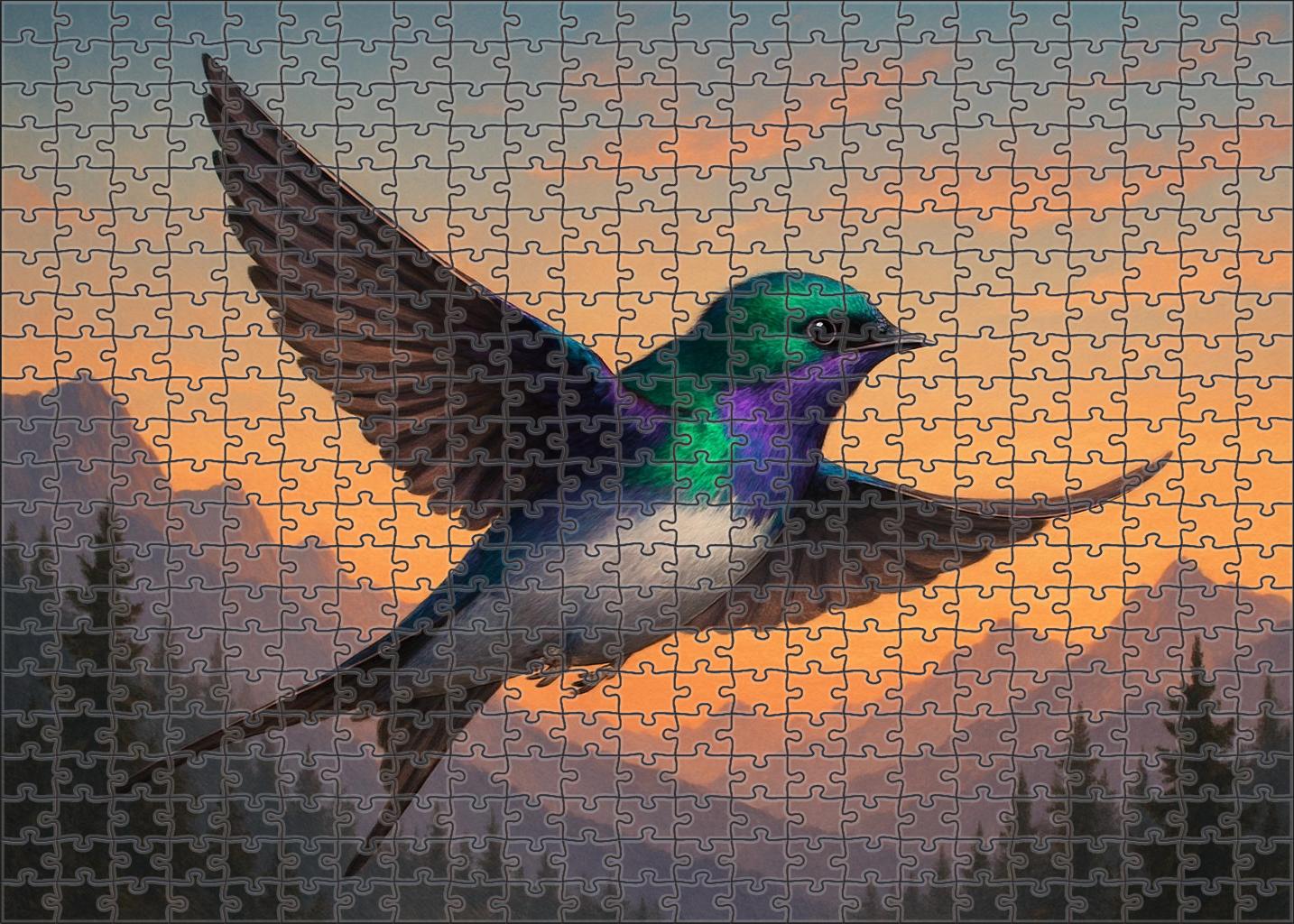Violet-green Swallow Aerial Acrobatic Custom Jigsaw Puzzle