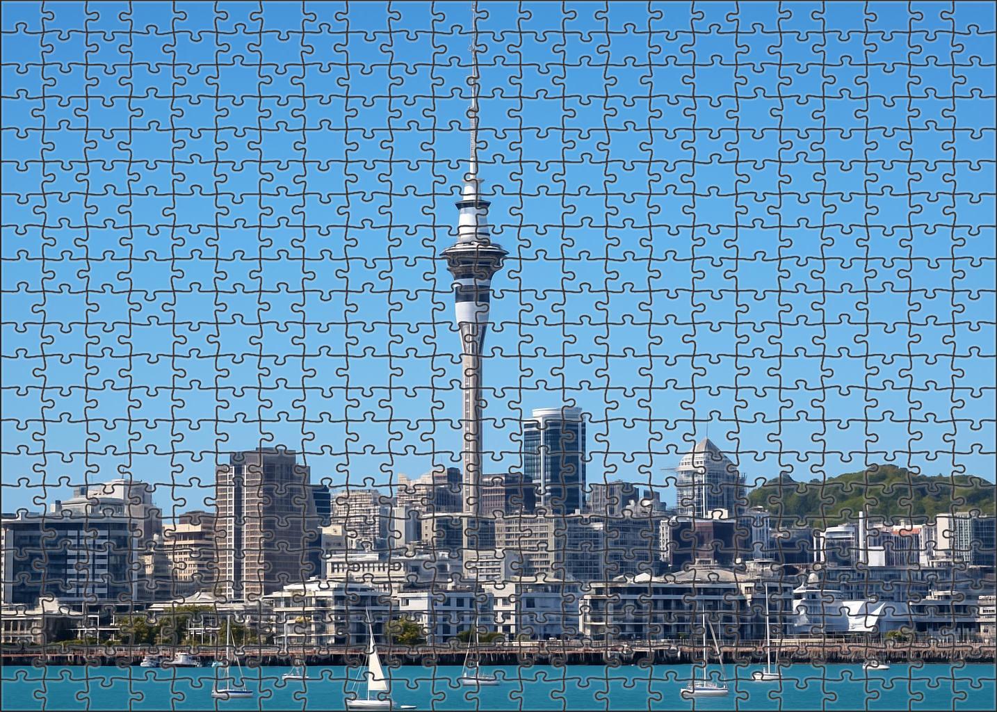 Auckland Waterfront Skyline New Zealands Leading Harbor City Silhouette 300 Piece Puzzle