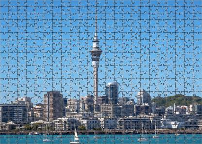 Auckland Waterfront Skyline New Zealands Leading Harbor City Silhouette 300 Piece Puzzle