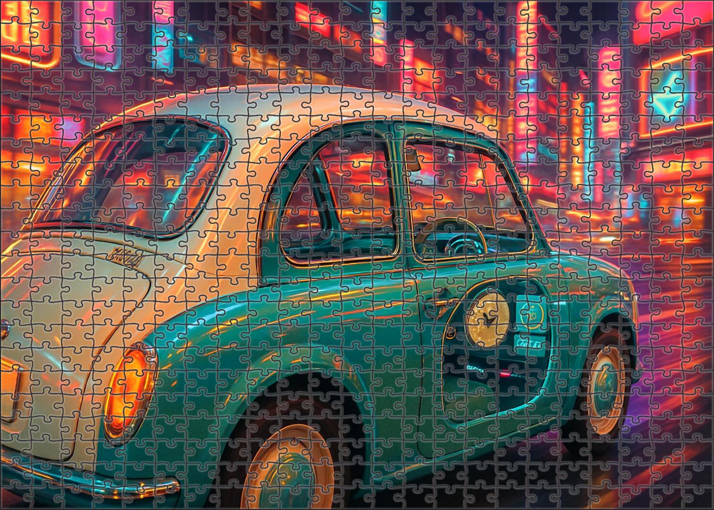 Silhouette Mirage Retro-futuristic Urban Flyer Custom Jigsaw Puzzle