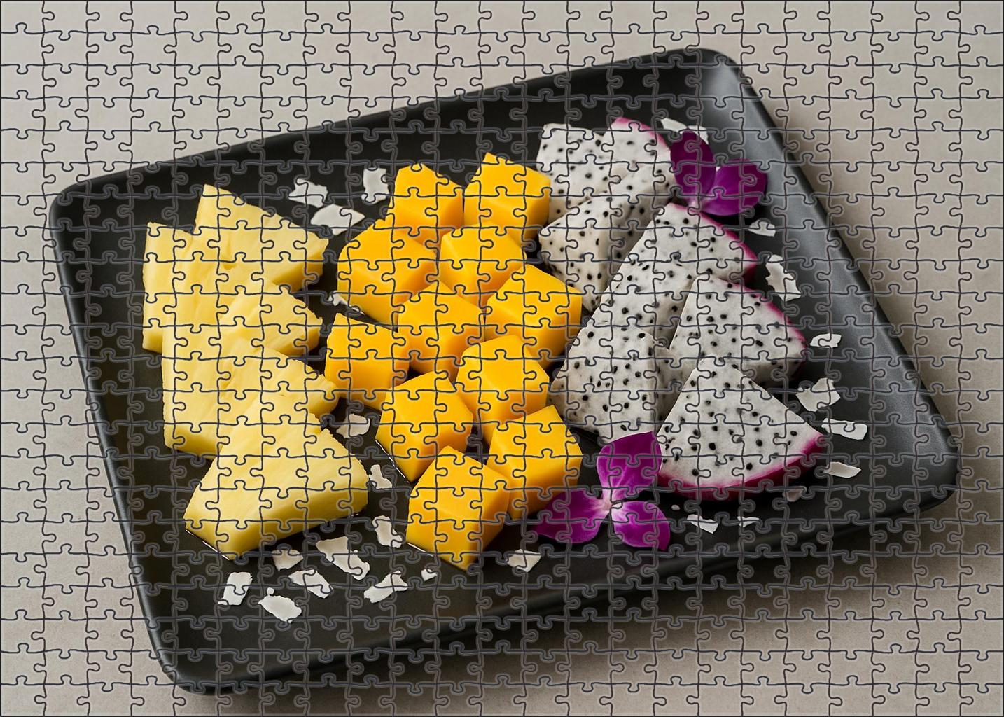 Tropical Zen Garden Artful Slices Of Pineapple Mango And Dragon Fruit 20 Piece Puzzle