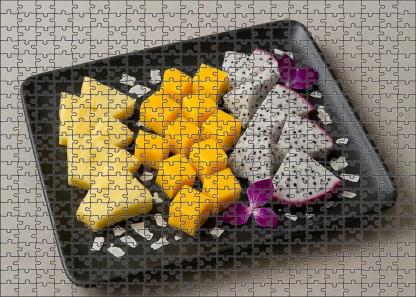 Tropical Zen Garden Artful Slices Of Pineapple Mango And Dragon Fruit 20 Piece Puzzle