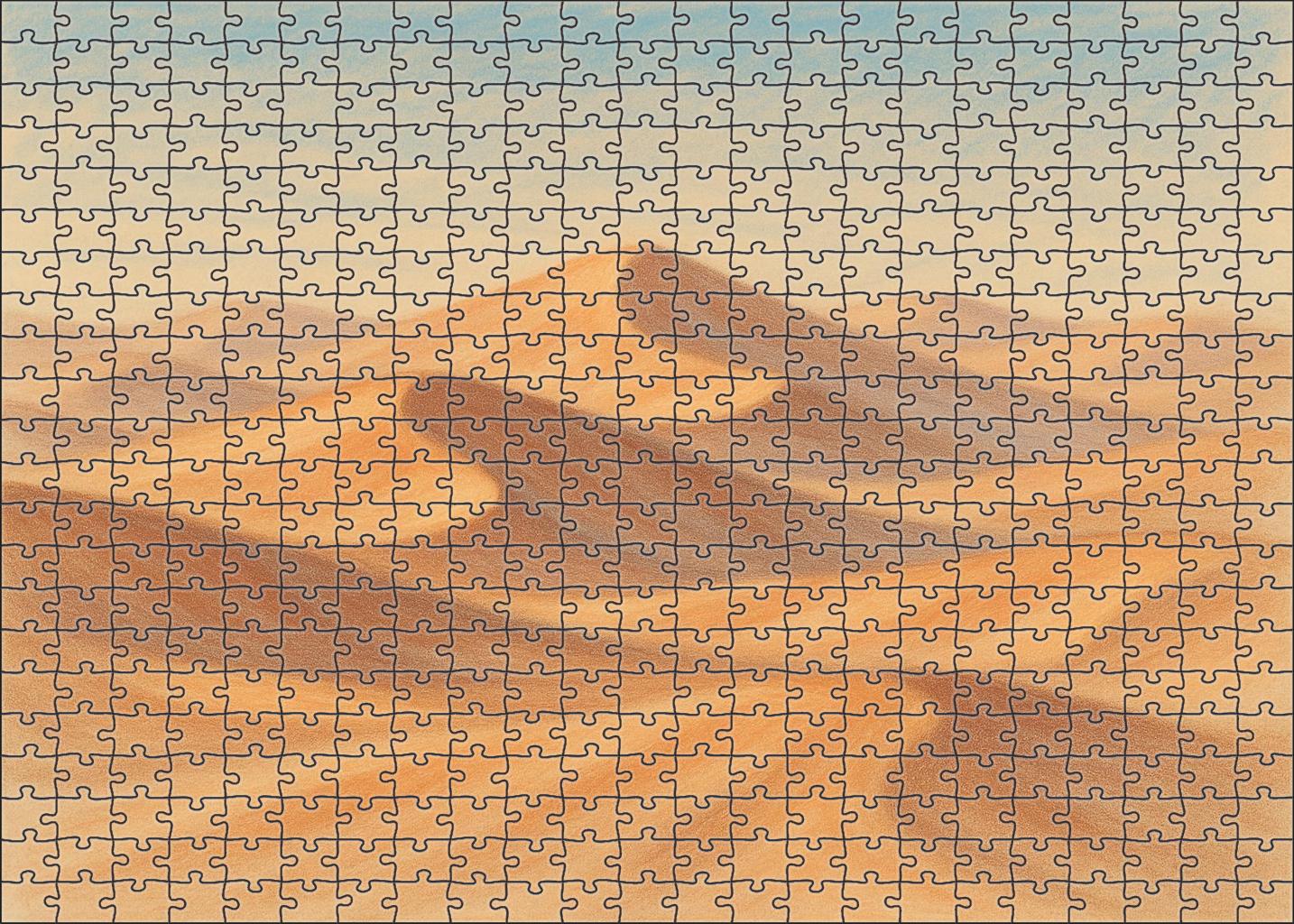 Desert Dunes In Pastel Soft Chalk Landscape Sketch Premium Puzzle Pieces