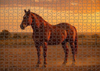 Rustic Copper Charger Sturdy Sorrel Gelding For Ranch Work Custom Jigsaw Puzzle