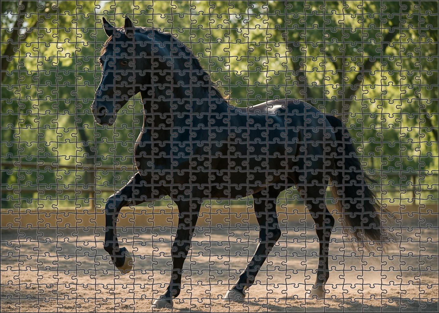 Velvet Midnight Dancer Graceful Black Andalusian Stallion 500 Piece Puzzle