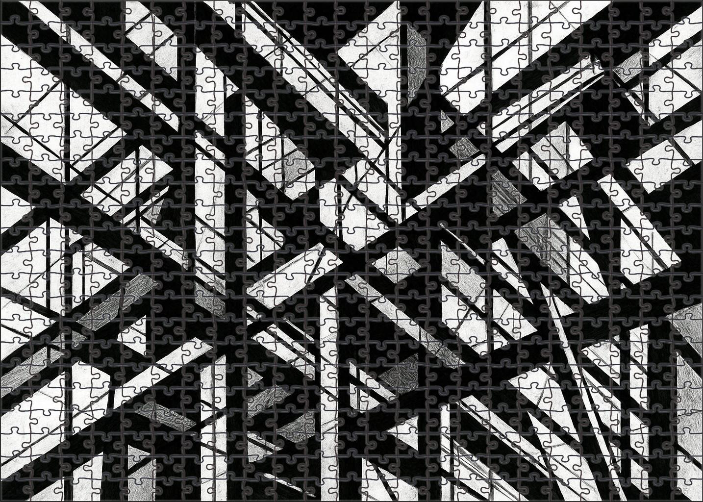 Abstract Architectural Lines Dynamic Pen Drawing Of Structural Forms Challenging Puzzles