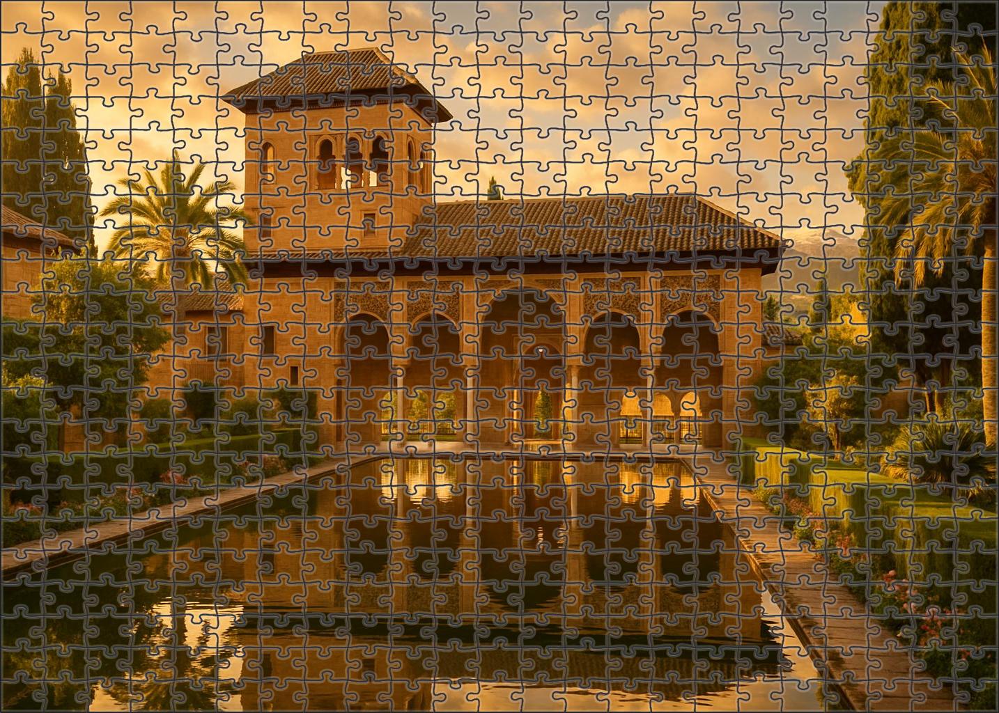 Alhambra Granada Spain  Recognized By 8190 Globally As An Exquisite Moorish Palace Custom Jigsaw Puzzle