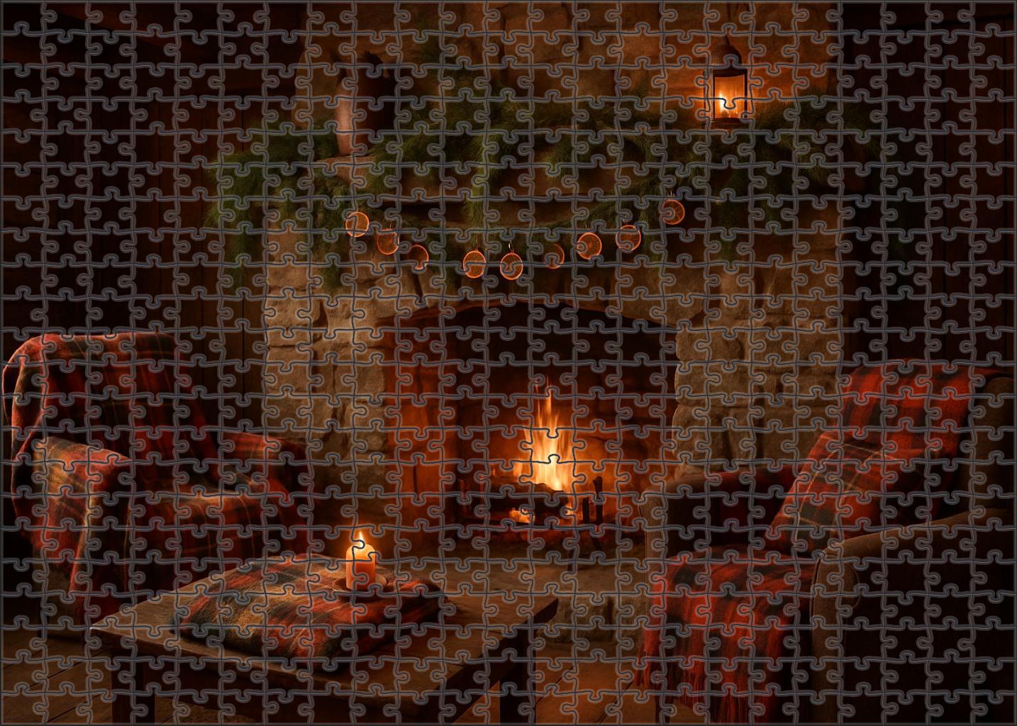 Rustic Winter Hearth Custom Jigsaw Puzzle
