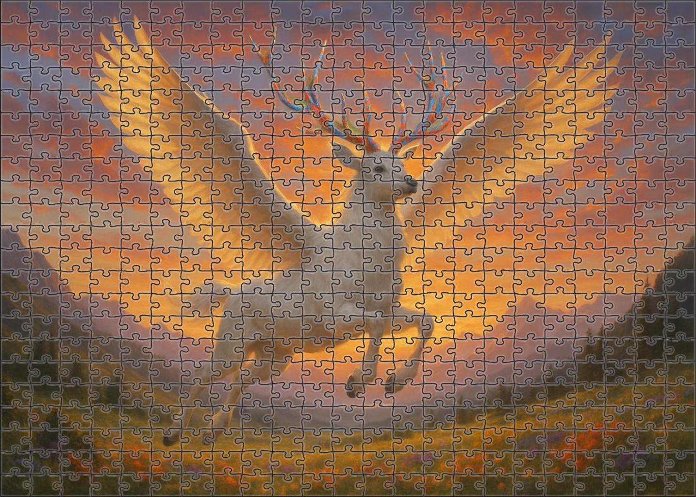 Luminaur Glider Radiant Stag With Prismatic Antlers And Feathered Wings Large Format Puzzle