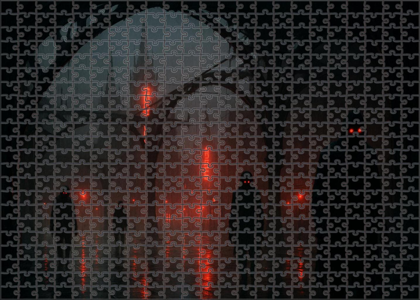 Gothic Cyber Horror Neon Shadows In Dystopian Labyrinths Custom Jigsaw Puzzle