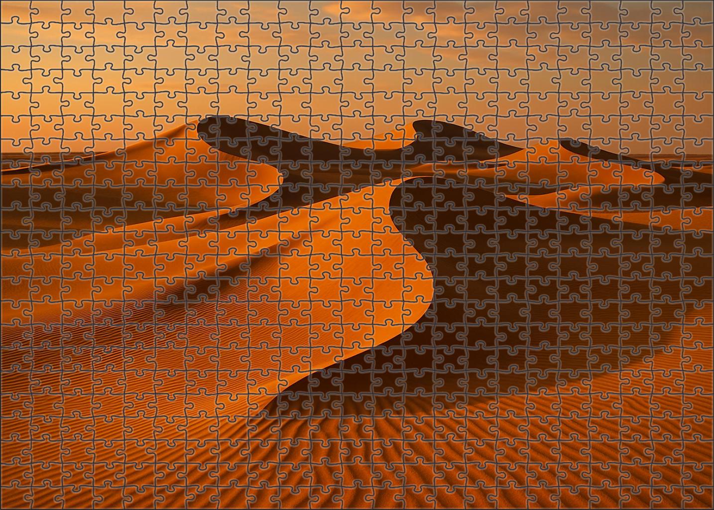 Amber Crescent Glistening Barchan Dunes At Sunset Puzzle Challenge
