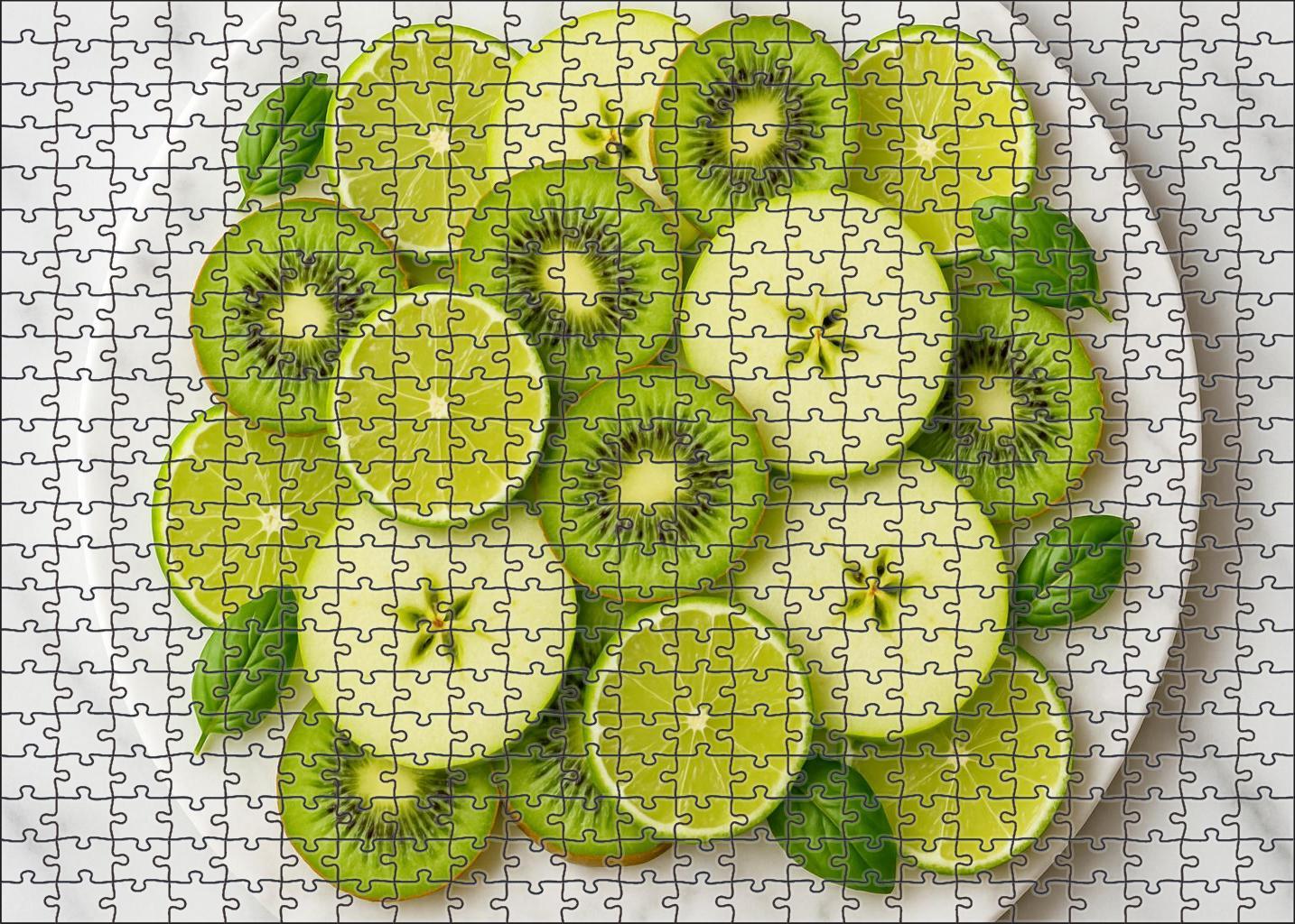 Emerald Citrus Mosaic Lime Kiwi And Green Apple Composition 100 Piece Puzzle