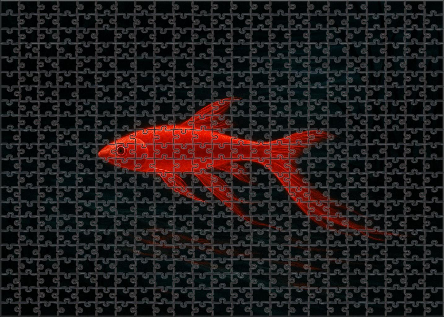 Crimson Ripple Bioluminescent Stream Dweller With Fluid Motions 50 Piece Puzzle