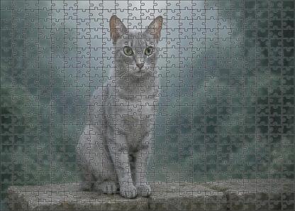 Silver Shadow Sleek Silver Coat With Calm Vigilance Puzzle Fun