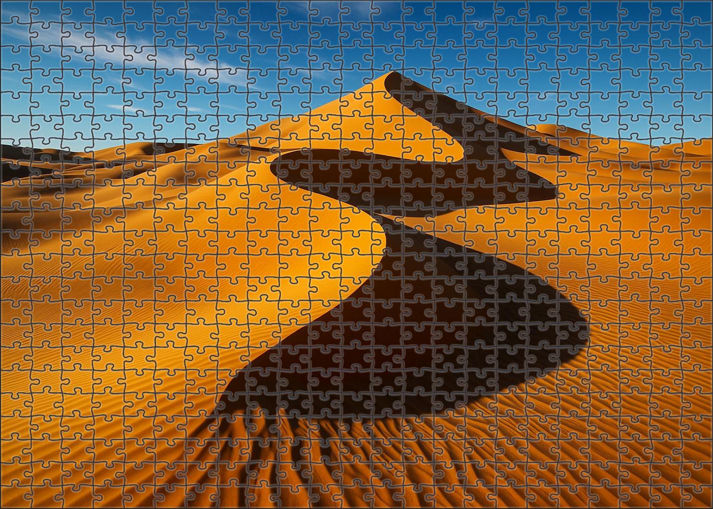 Amber Spiral Dunes Twisting Ridges Beneath A Blazing Sun 500 Piece Puzzle