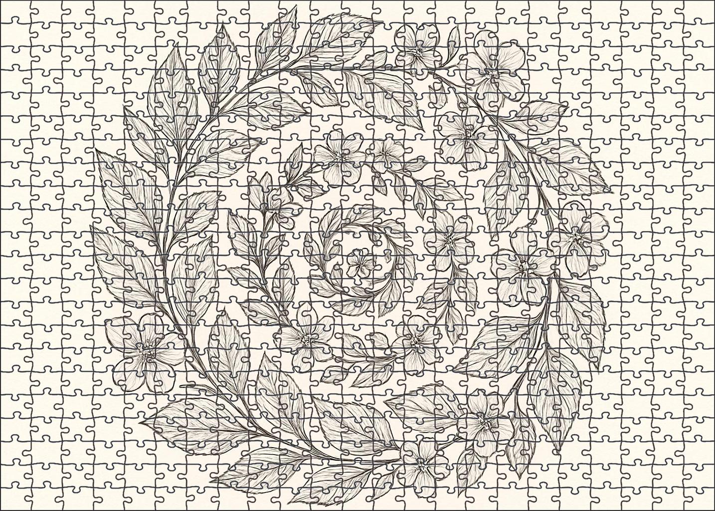 Botanical Spiral Study Intricate Fine Pen Linework And Repetitive Pattern Large Format Puzzle