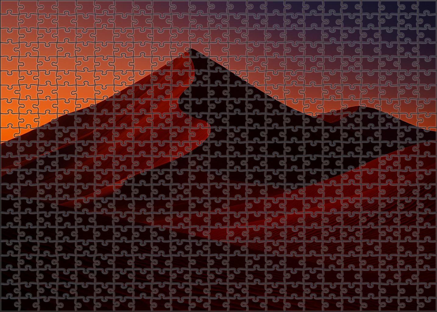 Crimson Dune Crest Vibrant Slopes Under Twilights Embrace Puzzle For Kids