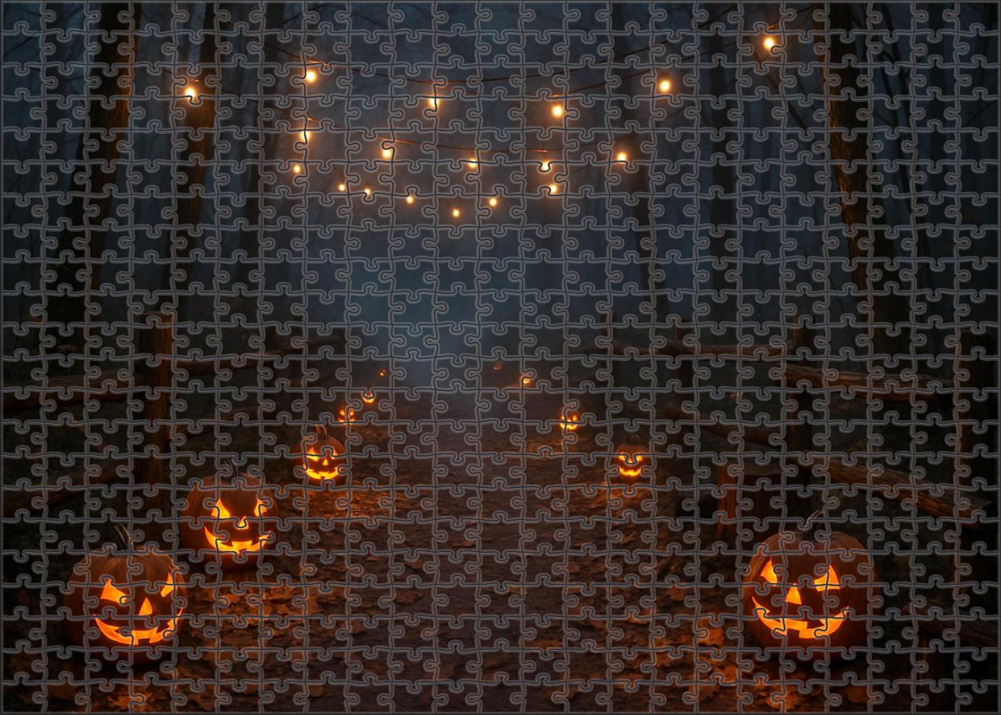 Moonlit Pumpkin Lantern Walk Large Format Puzzle