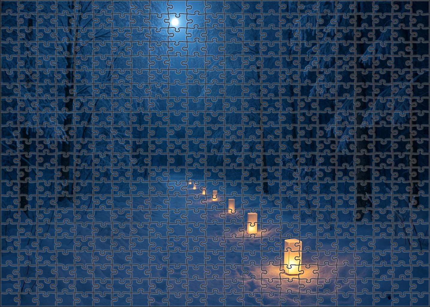 Twilight Snow Lantern Walk Puzzle For Adults