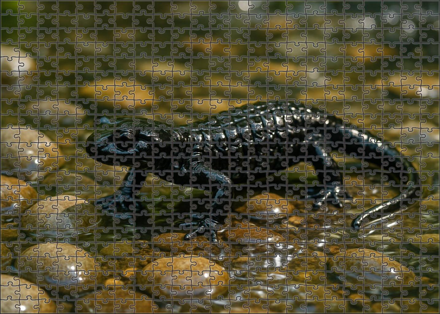 Obsidian River Treader Amphibious Tracker With Jet Black Armor Puzzle For Adults