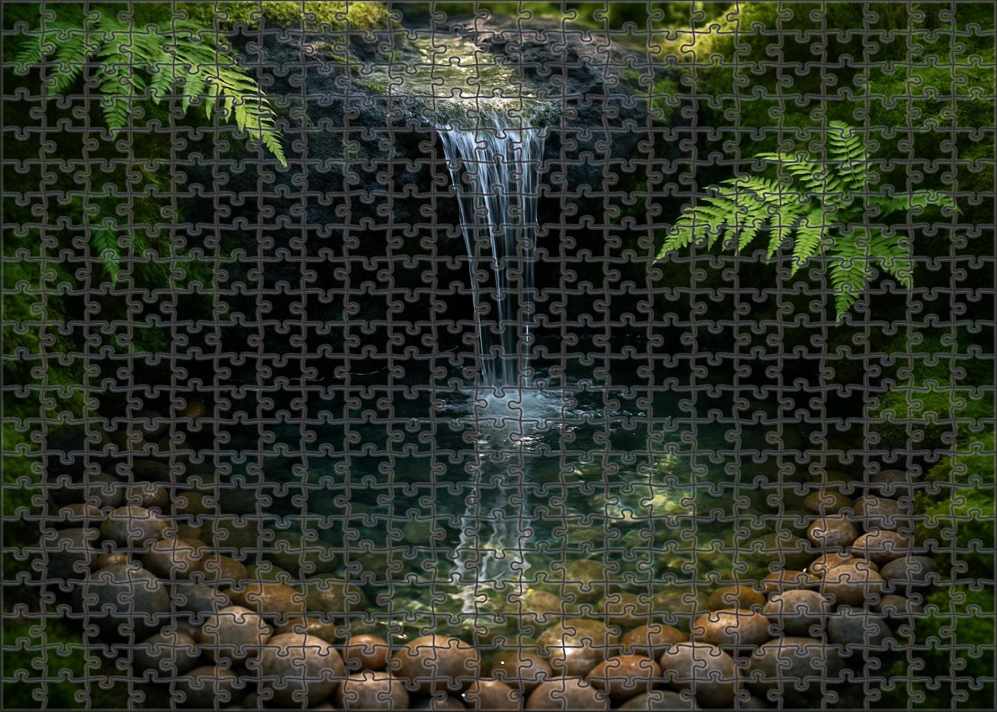 Cobalt Veil Cascade Premium Puzzle Pieces