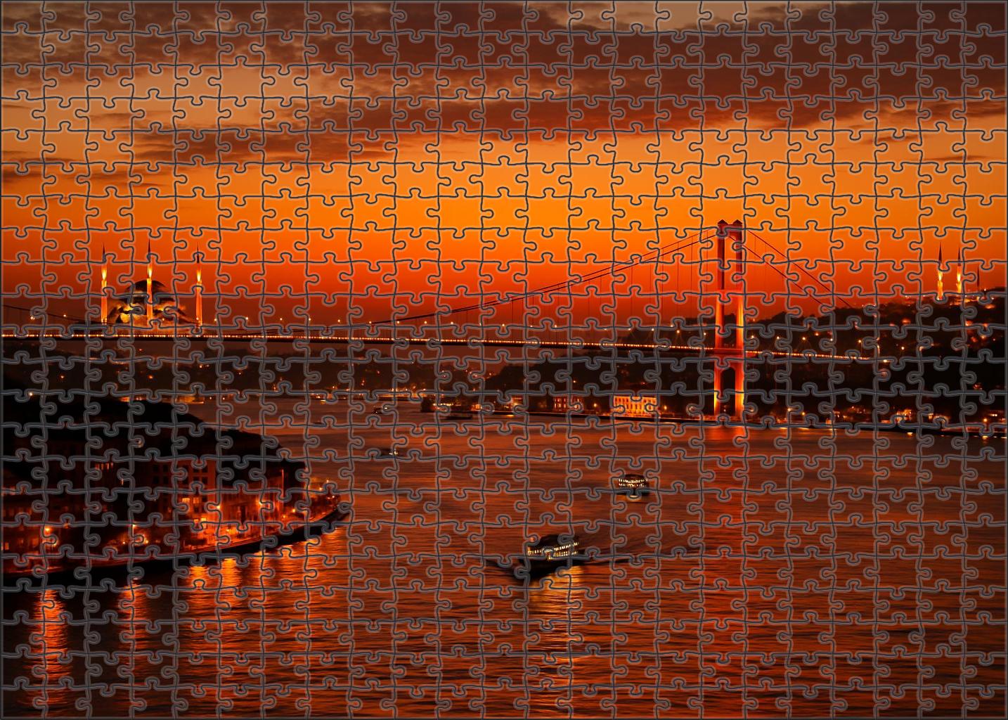 Istanbul Bosphorus Skyline Bridging Two Continents With Historic And Modern Elements Large Format Puzzle