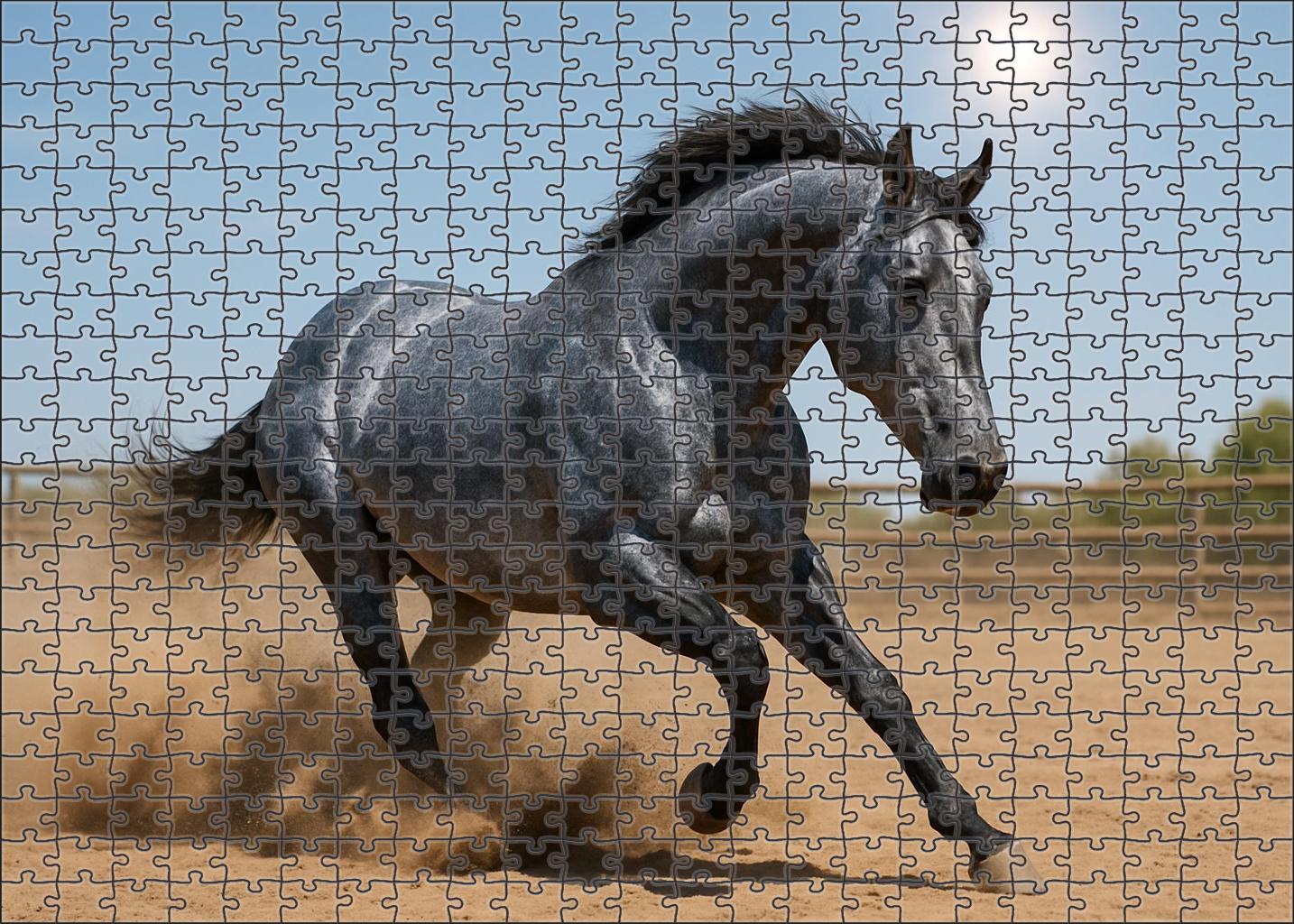 Silver Moonlight Striking Blue Roan Gelding With Nimble Agility Puzzle For Kids