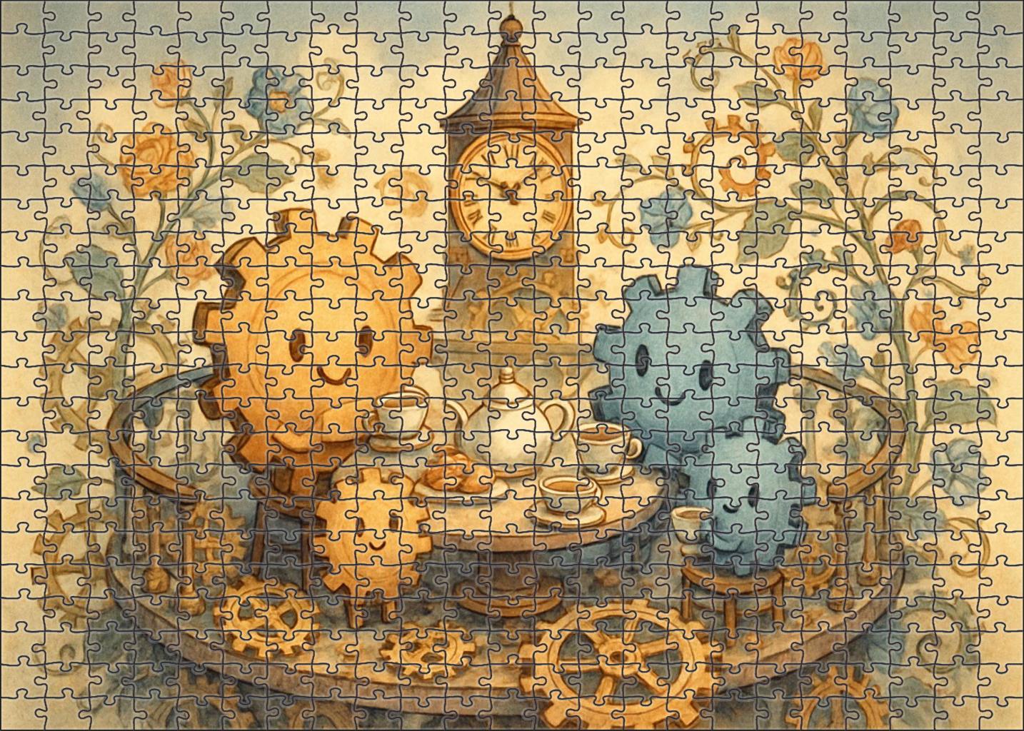 Clocktower Tea Gathering 500 Piece Puzzle