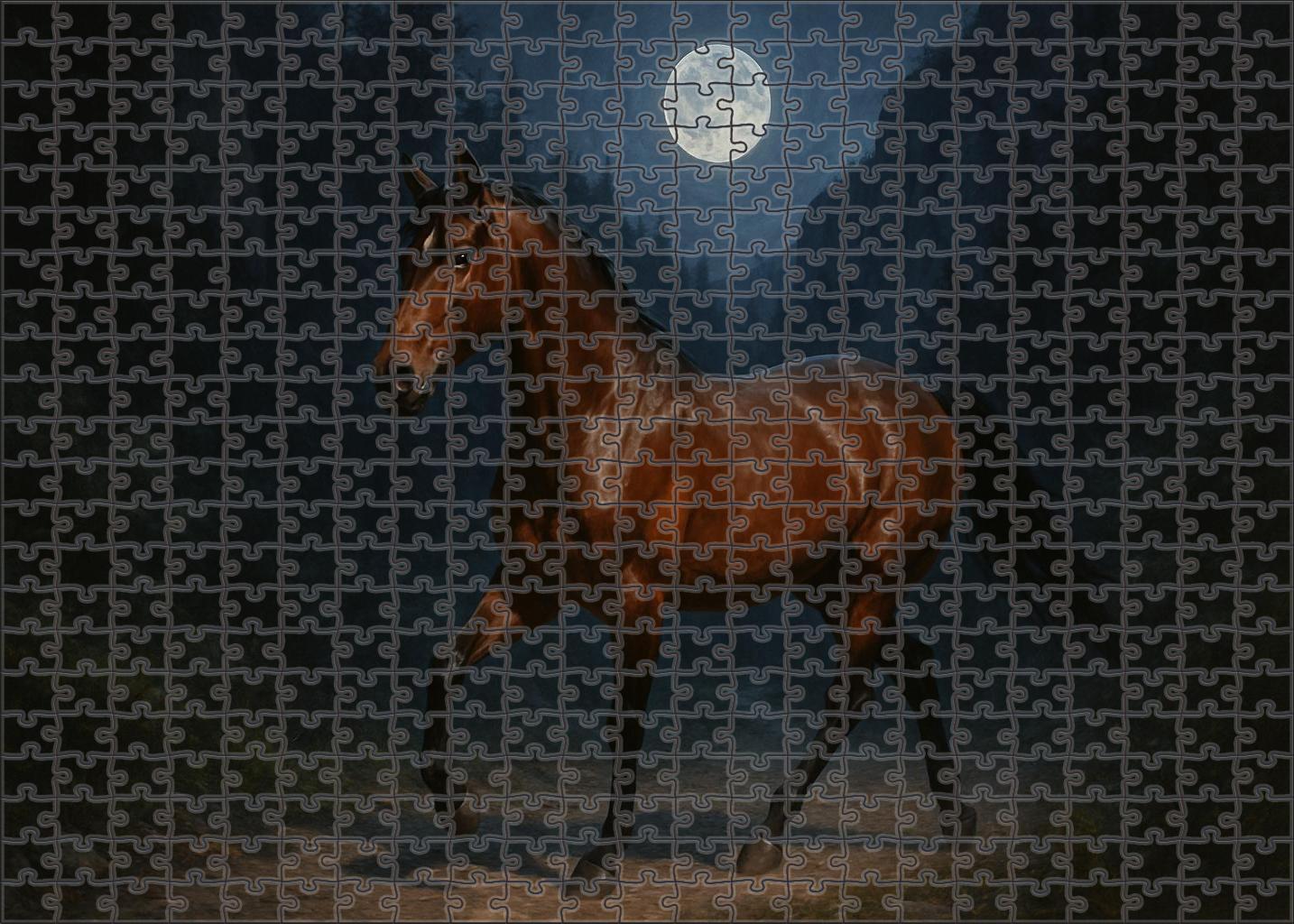 Moonlit Canyon Charger Rugged Bay Gelding With Sturdy Build Custom Jigsaw Puzzle