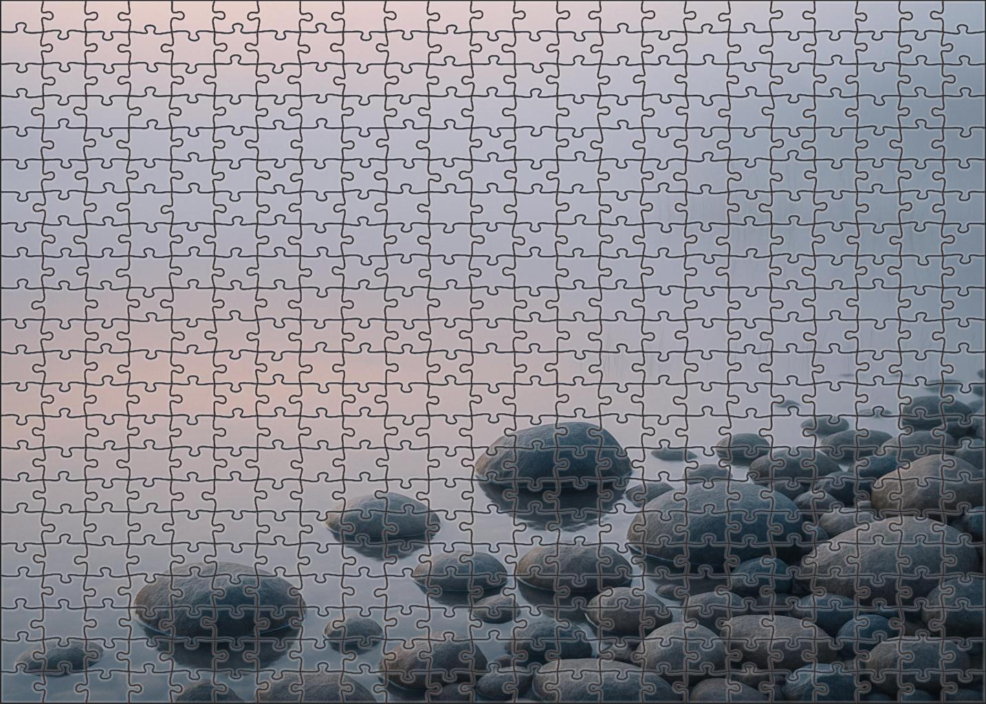 Early Morning Lakeshore Mist Easy Puzzles