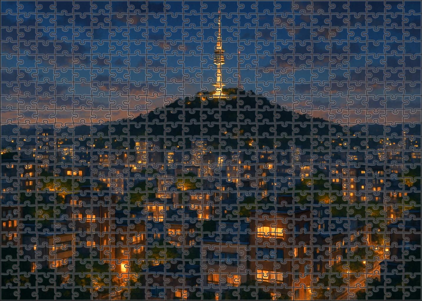 Seoul Namsan Skyline Fusion Of Technology And Tradition Framed By Namsan Tower Puzzle Challenge