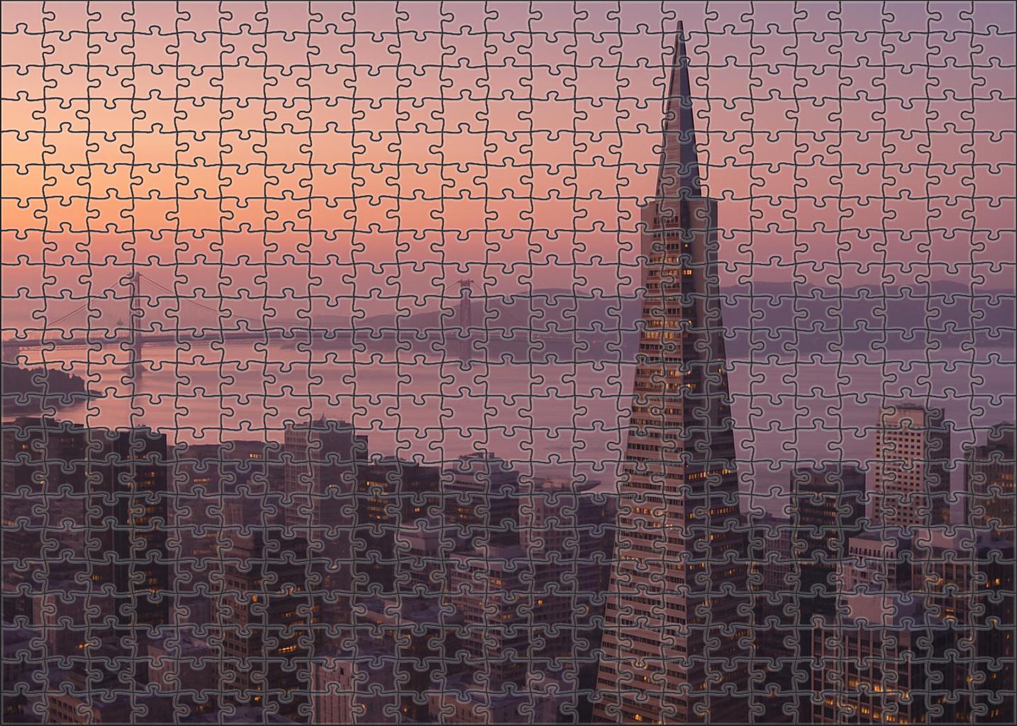 San Francisco Bay Skyline Famous For The Golden Gate Bridge And Transamerica Pyramid Easy Puzzles