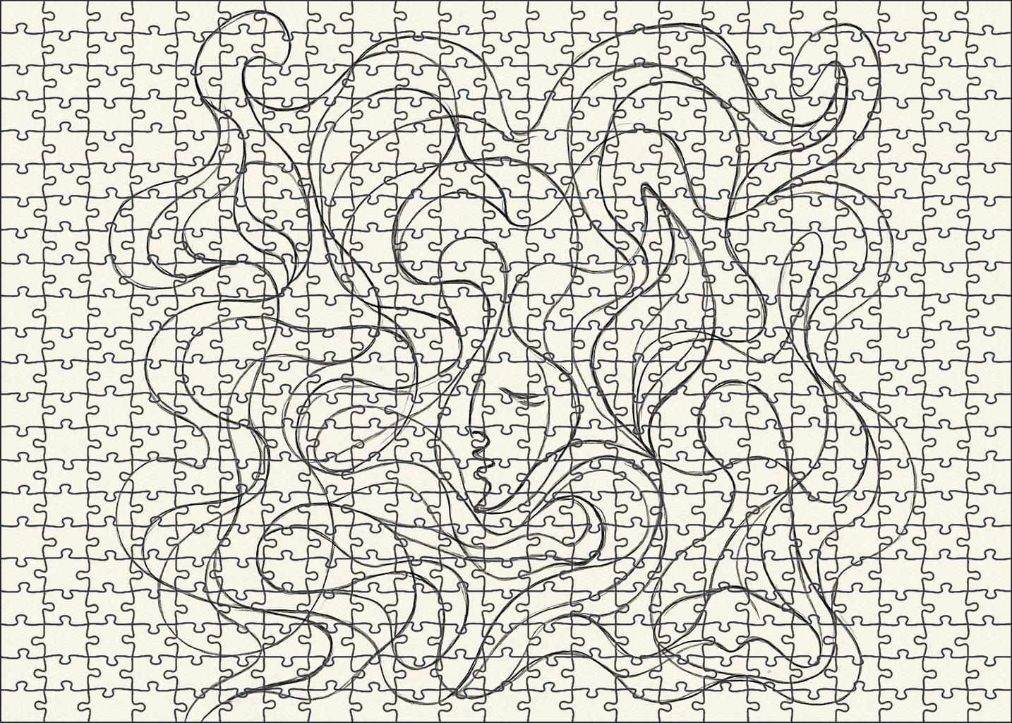 Surreal Dreamscape Doodles Fluid Pen Lines With Abstract Forms 20 Piece Puzzle