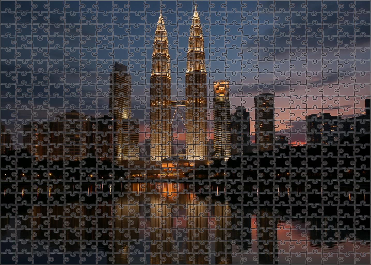 Kuala Lumpur Petronas Twin Towers Skyline Among Asias Most Recognizable City Profiles Puzzle For Kids