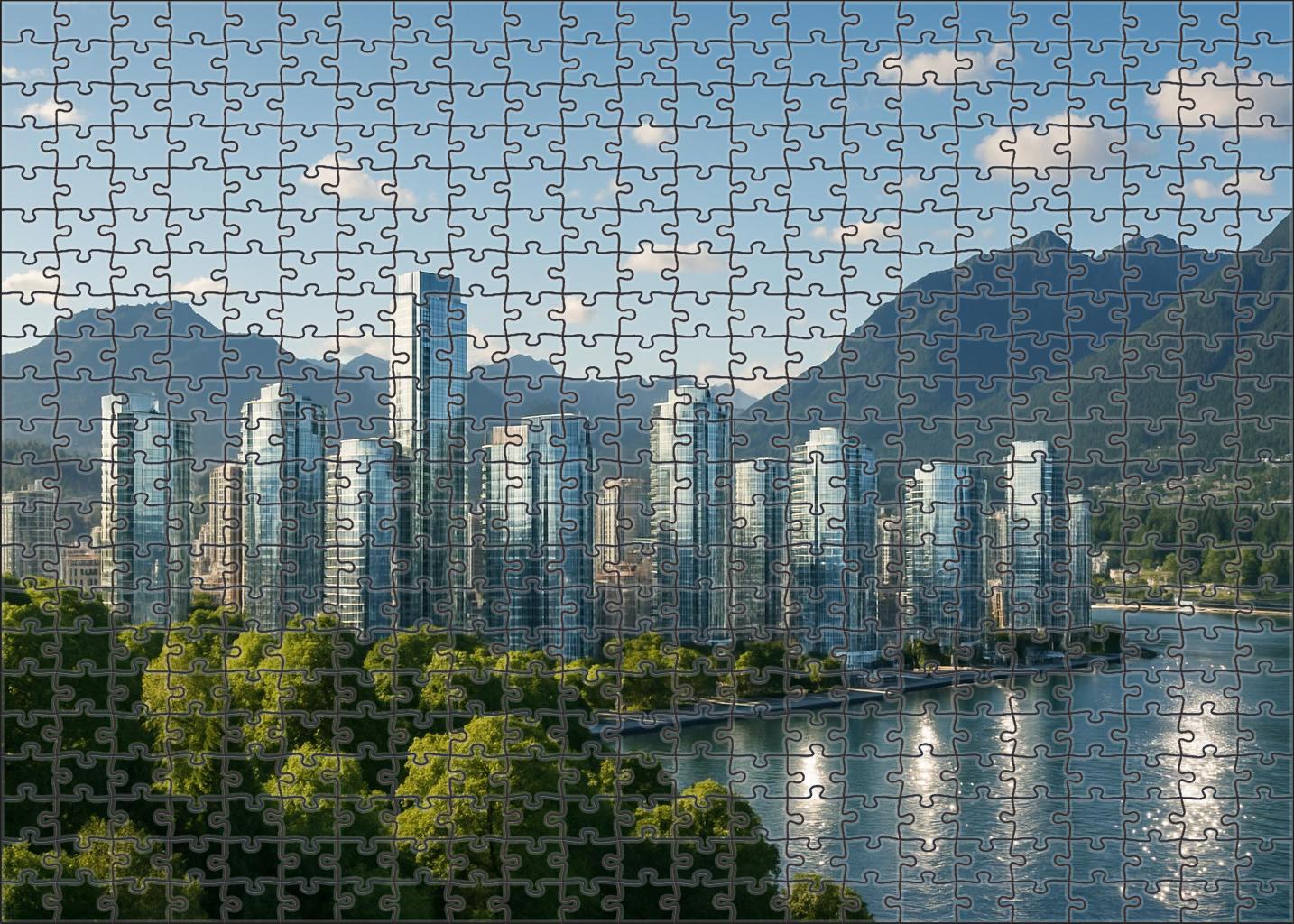 Vancouver Downtown Skyline Renowned For Its Mountain-hugged Urban Layout And Sustainable Design Initiatives Puzzle For Kids
