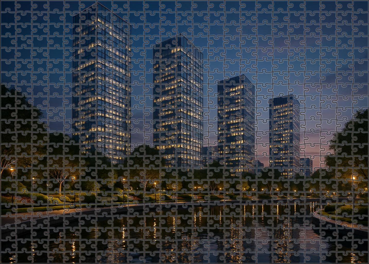 Marina Bay Skyline Integrated Greenery And Sleek Waterfront Illumination In Singapore Puzzle For Adults