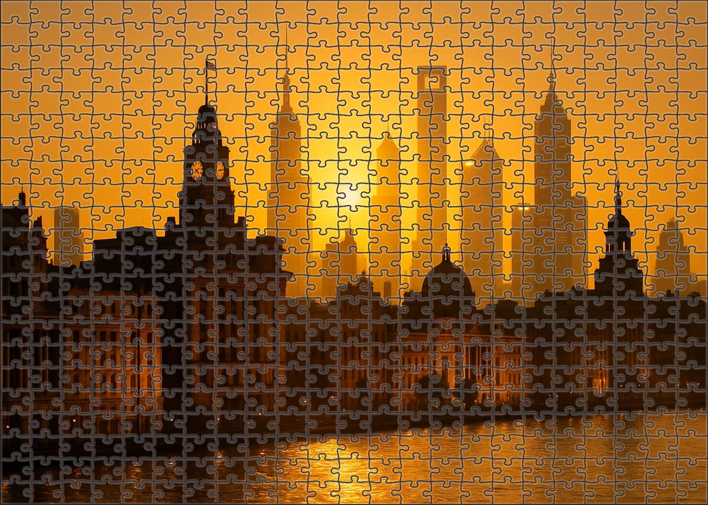 Shanghai Bund Skyline Historic Waterfront Panorama Known Globally For Its Blend Of Colonial And Modern Architecture Unique Puzzle Design