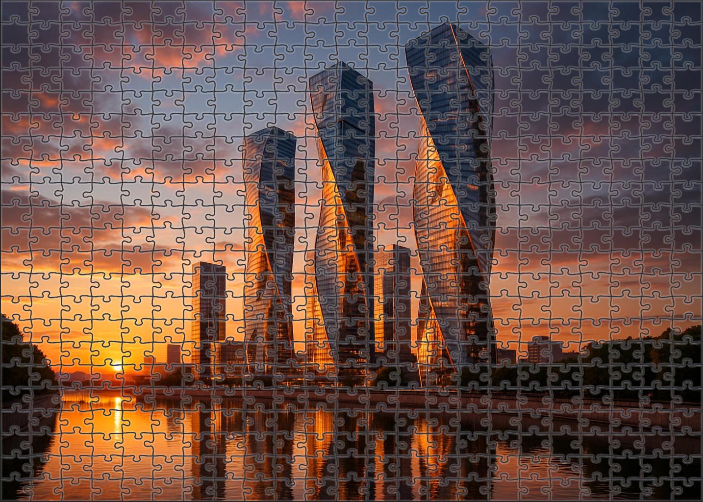 Moscow City Skyline Russias Futuristic Financial District Known For Its Cluster Of Twisting And Soaring Skyscrapers Puzzle Challenge