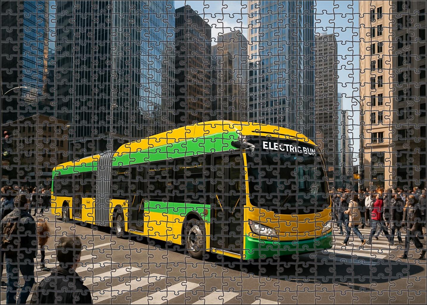 Battery-electric Articulated Bus Puzzle For Kids