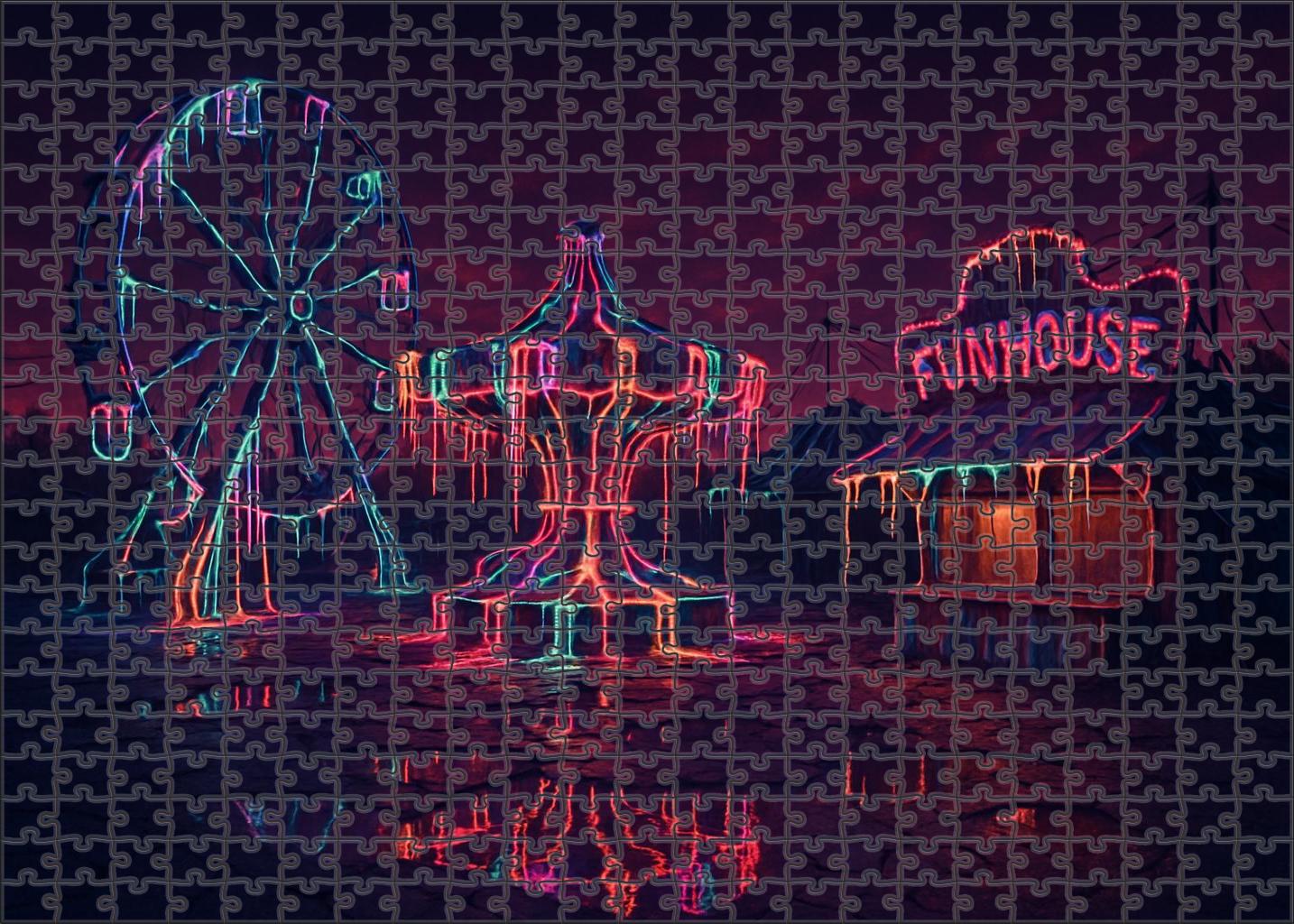 Deserted Carnival Of Melting Lights Custom Jigsaw Puzzle
