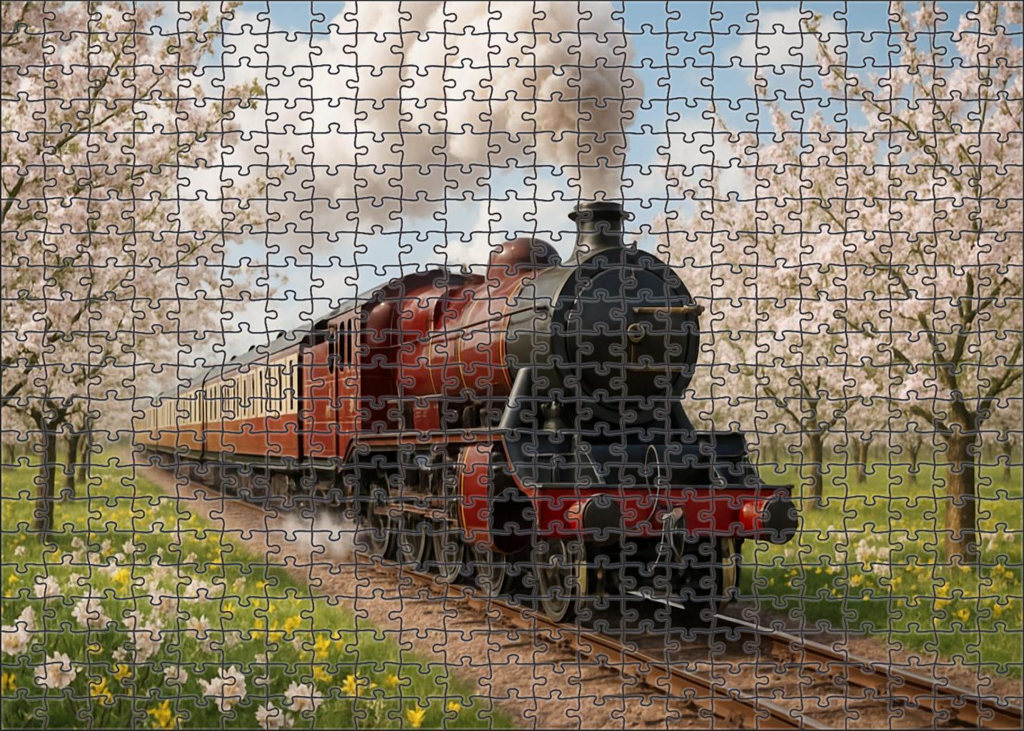 Orchid Blossom Heritage Express Elegant Steam Train With Luxurious Vintage Coaches Premium Puzzle Pieces