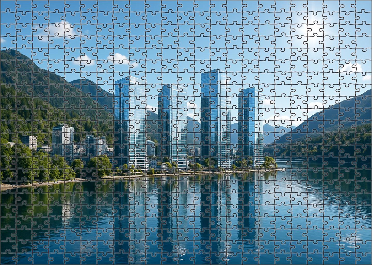 Vancouver Downtown Skyline Green City Harmony 100 Piece Puzzle