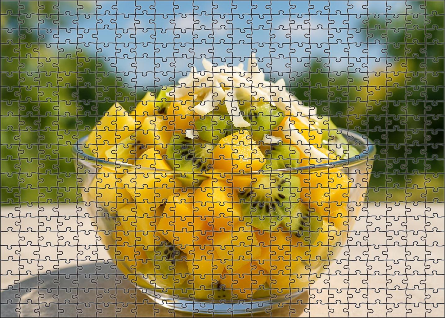 Tropical Breeze Bowl Juicy Pineapple Chunks Mango Cubes And Kiwi Slices With Coconut Shavings 1000 Piece Puzzle